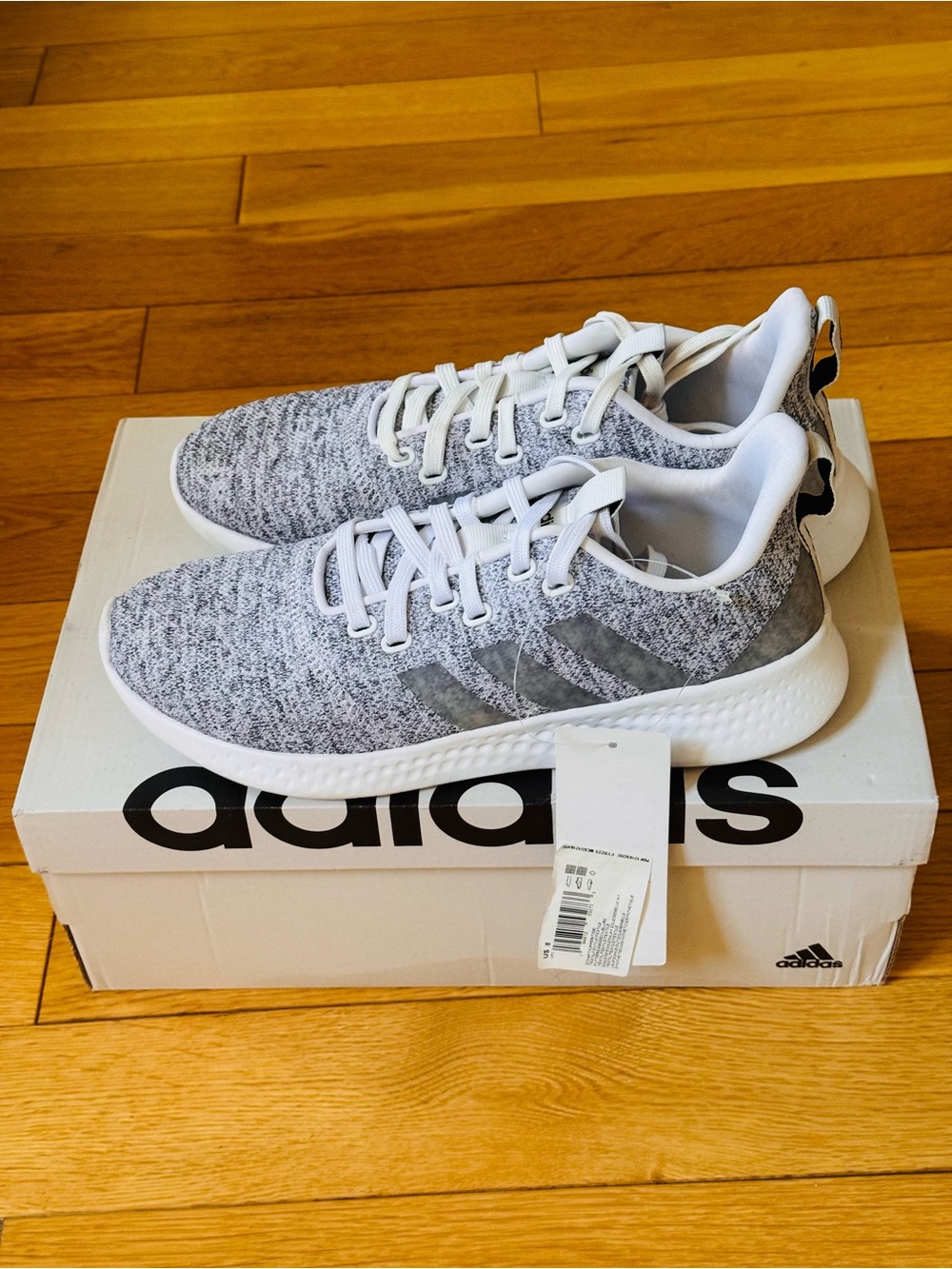 adidas Cloudfoam Women’s Gray and White Knit Sneakers